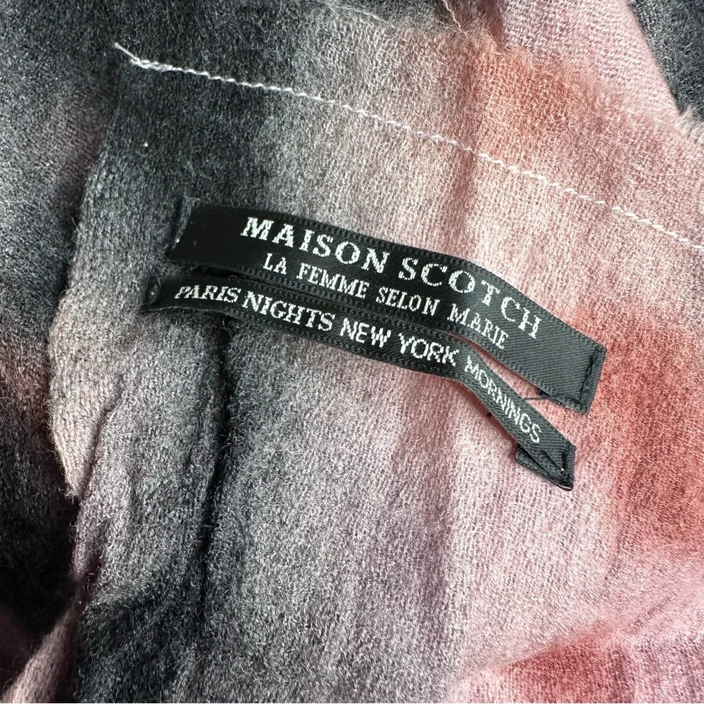 Maison Scotch Wool Pink and Black Scarf Wrap